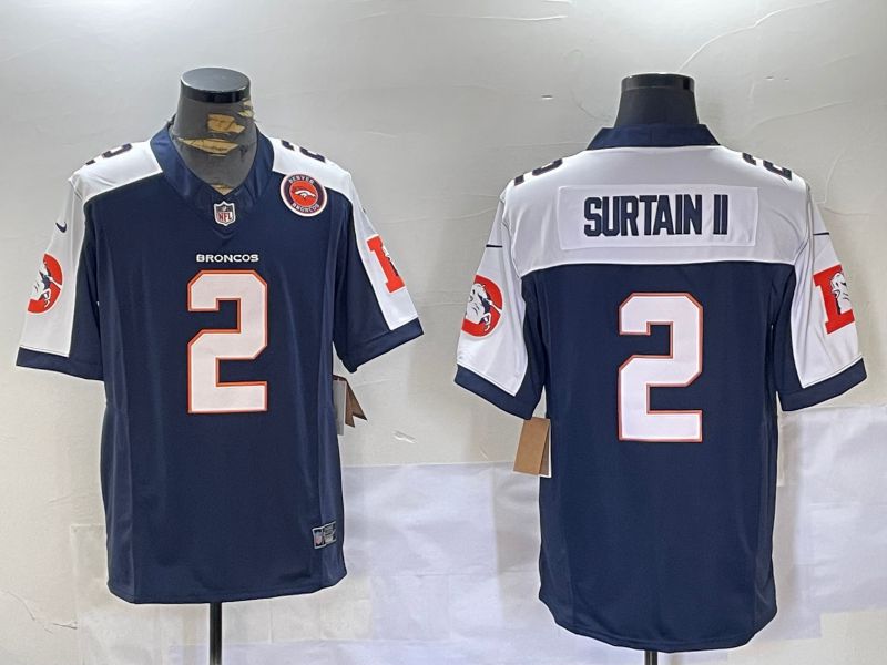 Men Denver Broncos #2 Surtain ii Blue 2024 Nike Limited NFL Jersey style 2->women nfl jersey->Women Jersey